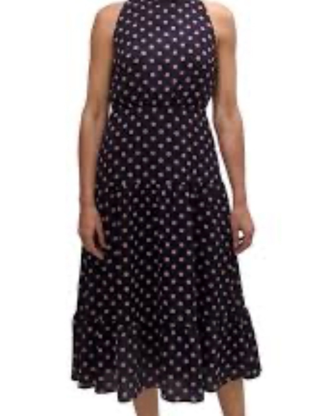 Sam Edelman Black Polka Dot Midi Halter Dress